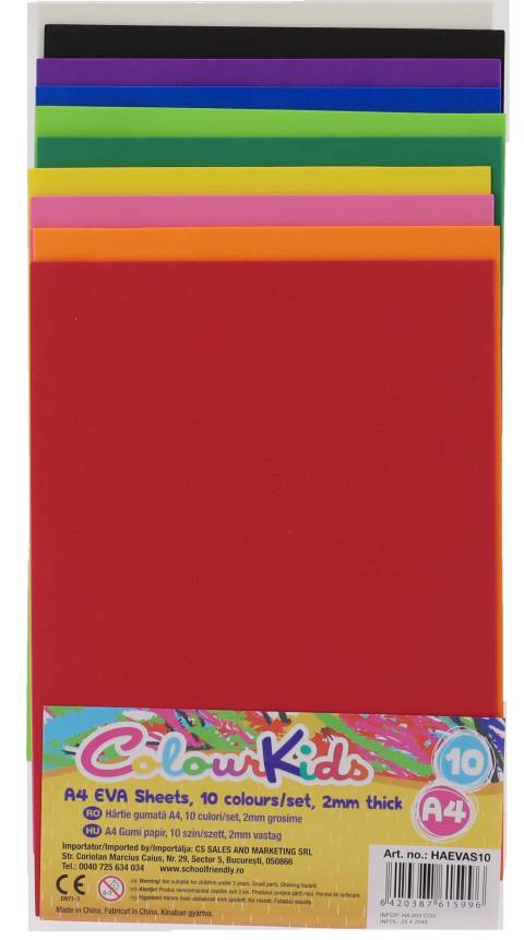 COLI EVA gumata 10 culori A4 2mm grosime Art Craft CK